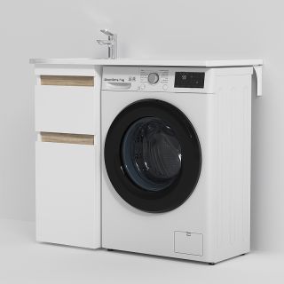 База под столешницу для стиральной машины, напольная, 40 см, 2 ящика, белый глянец